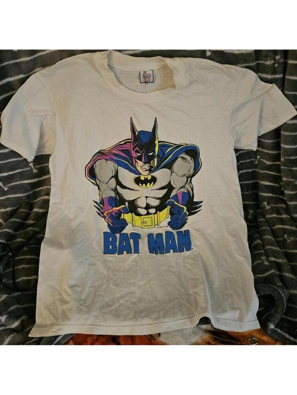 Rare Vtg 1989 Batman T Shirt L Large Single Stitch DC Graphic Tee Bubble Letters